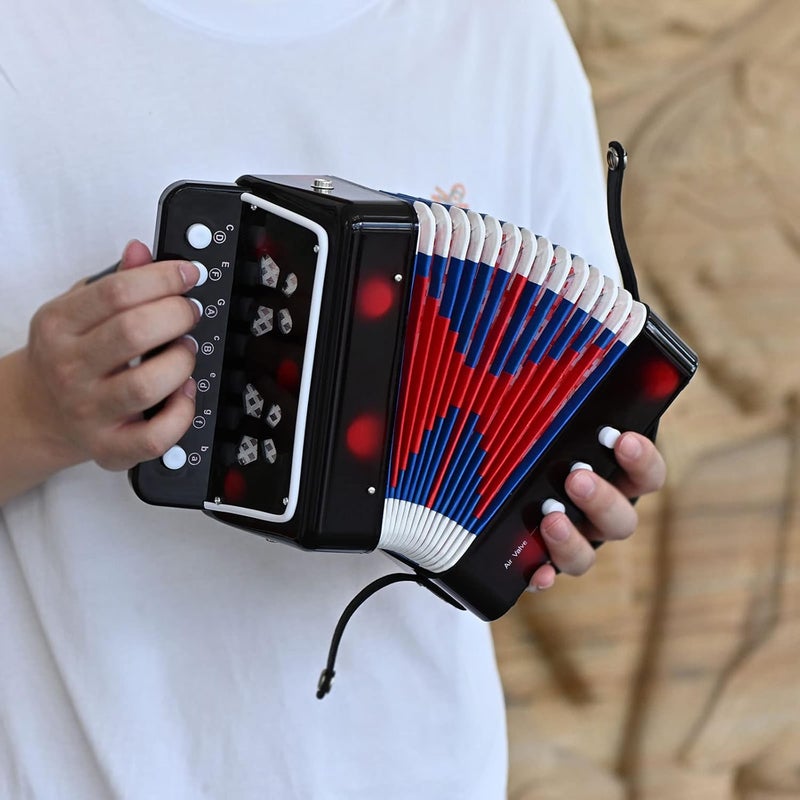 AIMEIS Kids Accordion 10 keys Button Accordian Musical Instrument Mini Accordion for Beginners (Black) - Image 2